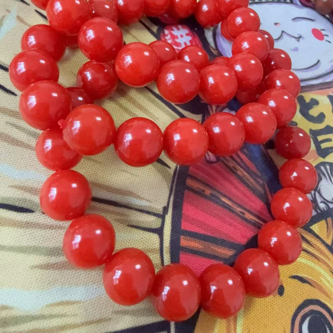Authentic Sichuan Red Agate Bracelet – 10mm Round Beads, 19 Beads, Natural Gemstone Jewelry for Women