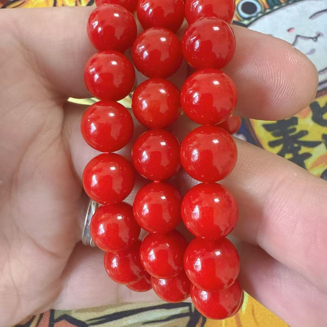 Authentic Sichuan Red Agate Bracelet – 10mm Round Beads, 19 Beads, Natural Gemstone Jewelry for Women