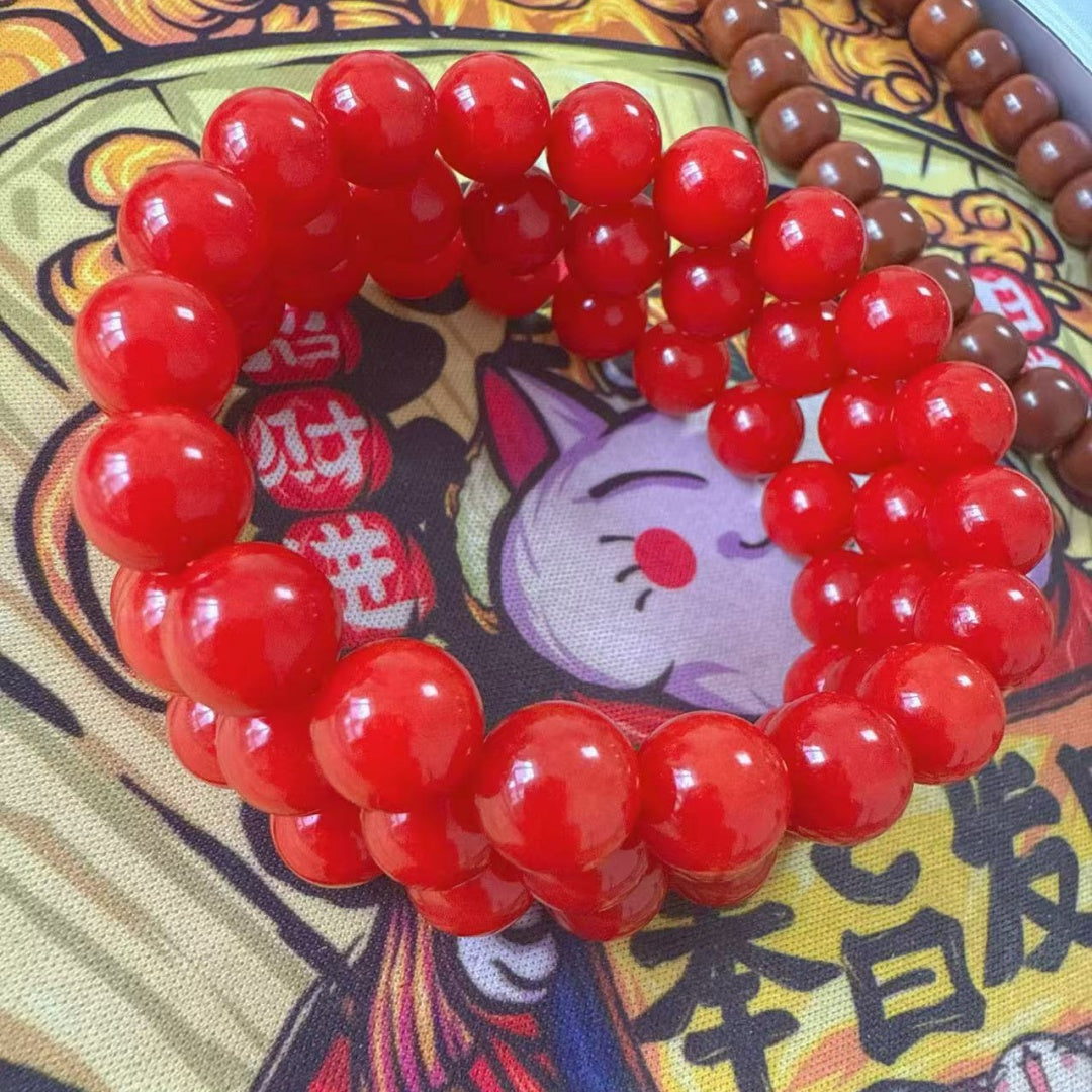 Authentic Sichuan Red Agate Bracelet – 10mm Round Beads, 19 Beads, Natural Gemstone Jewelry for Women