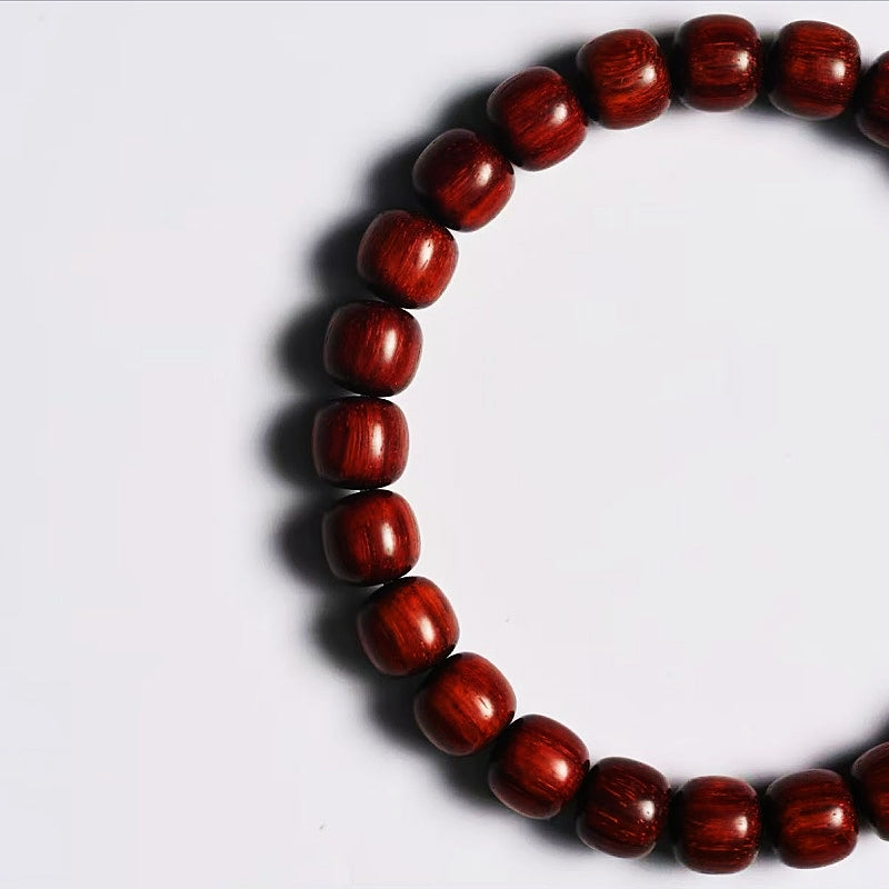 Indian Small-Leaf Red Sandalwood Bracelet 8mm Beads, 25 Beads, 92% Oil Content, Traditional Round Style