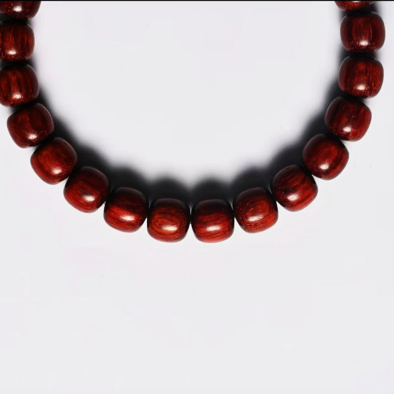 Indian Small-Leaf Red Sandalwood Bracelet 8mm Beads, 25 Beads, 92% Oil Content, Traditional Round Style