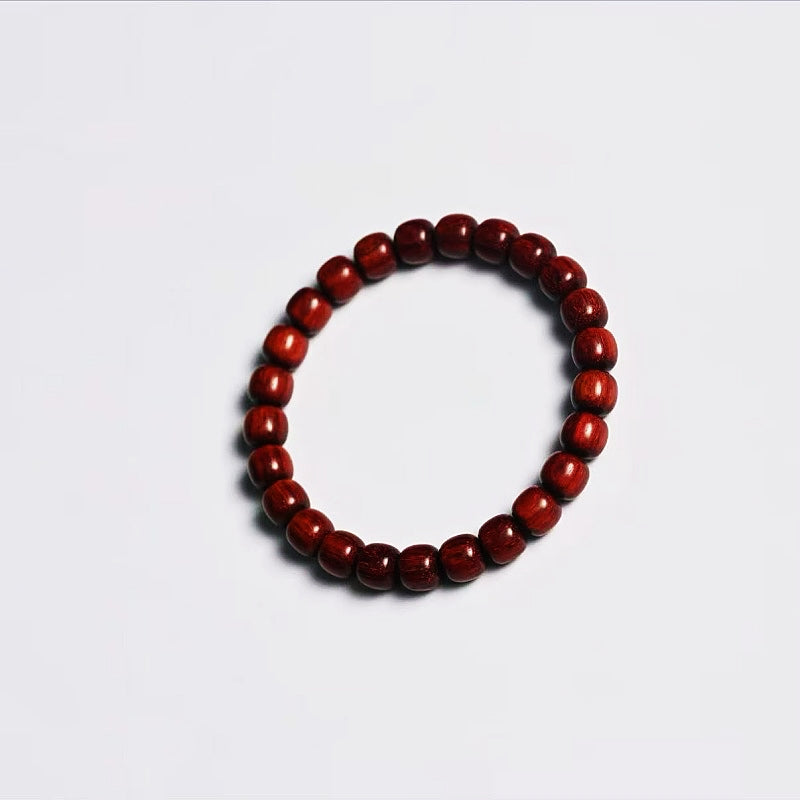Indian Small-Leaf Red Sandalwood Bracelet 8mm Beads, 25 Beads, 92% Oil Content, Traditional Round Style