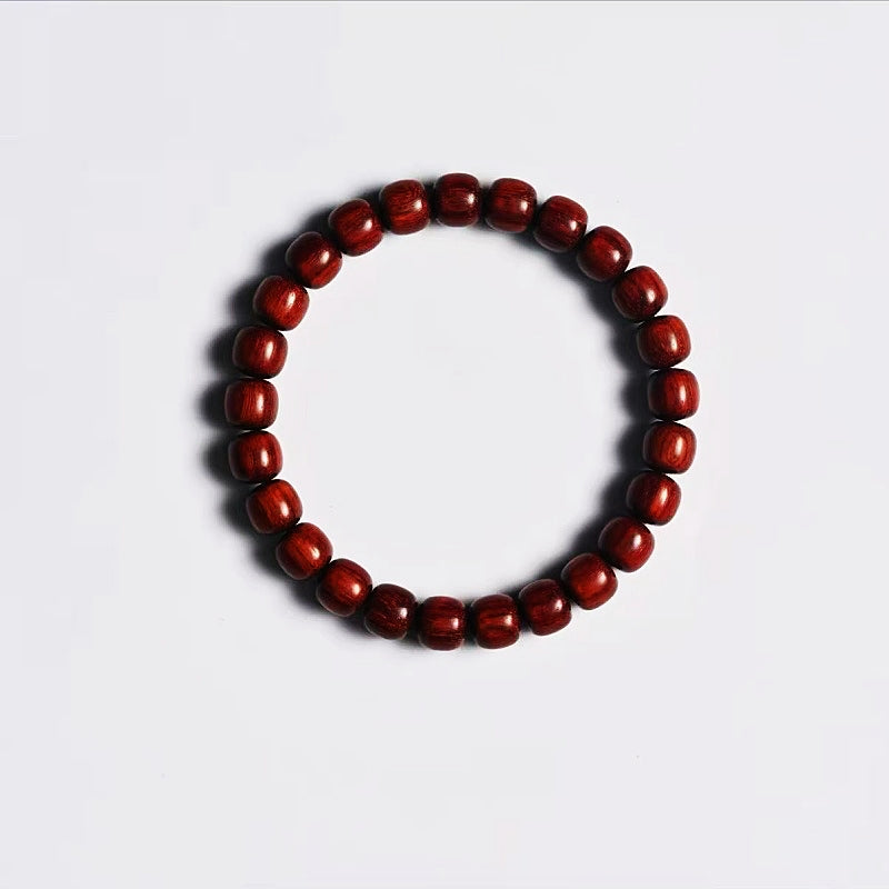 Indian Small-Leaf Red Sandalwood Bracelet 8mm Beads, 25 Beads, 92% Oil Content, Traditional Round Style