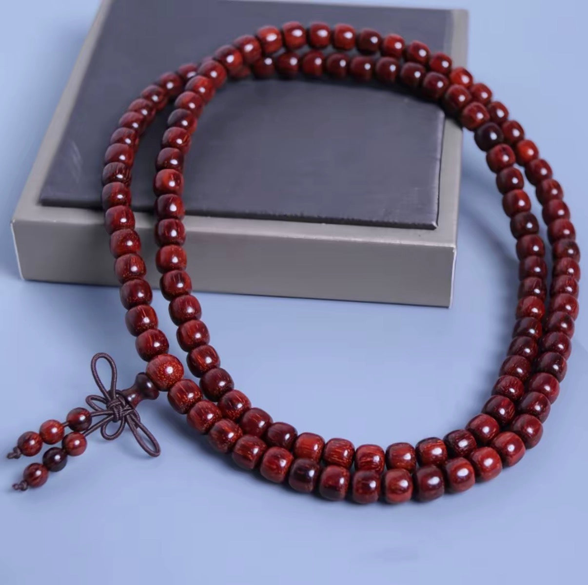 DUYI CRAFTS Indian Red Sandalwood 6*7mm 108 Bead Mala