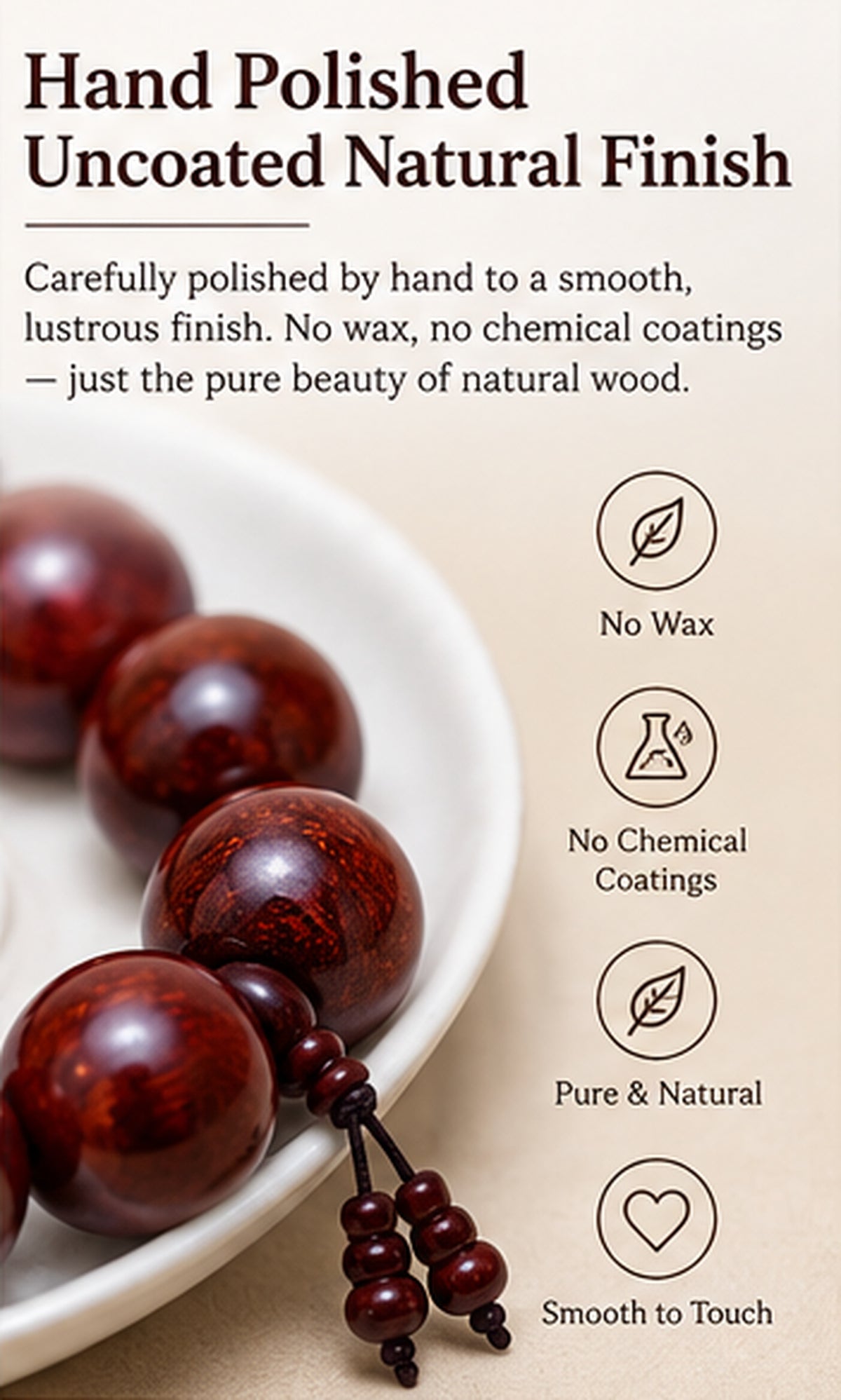 Indian Red Sandalwood Bead Bracelet, 15 mm, 15 Beads product image 6