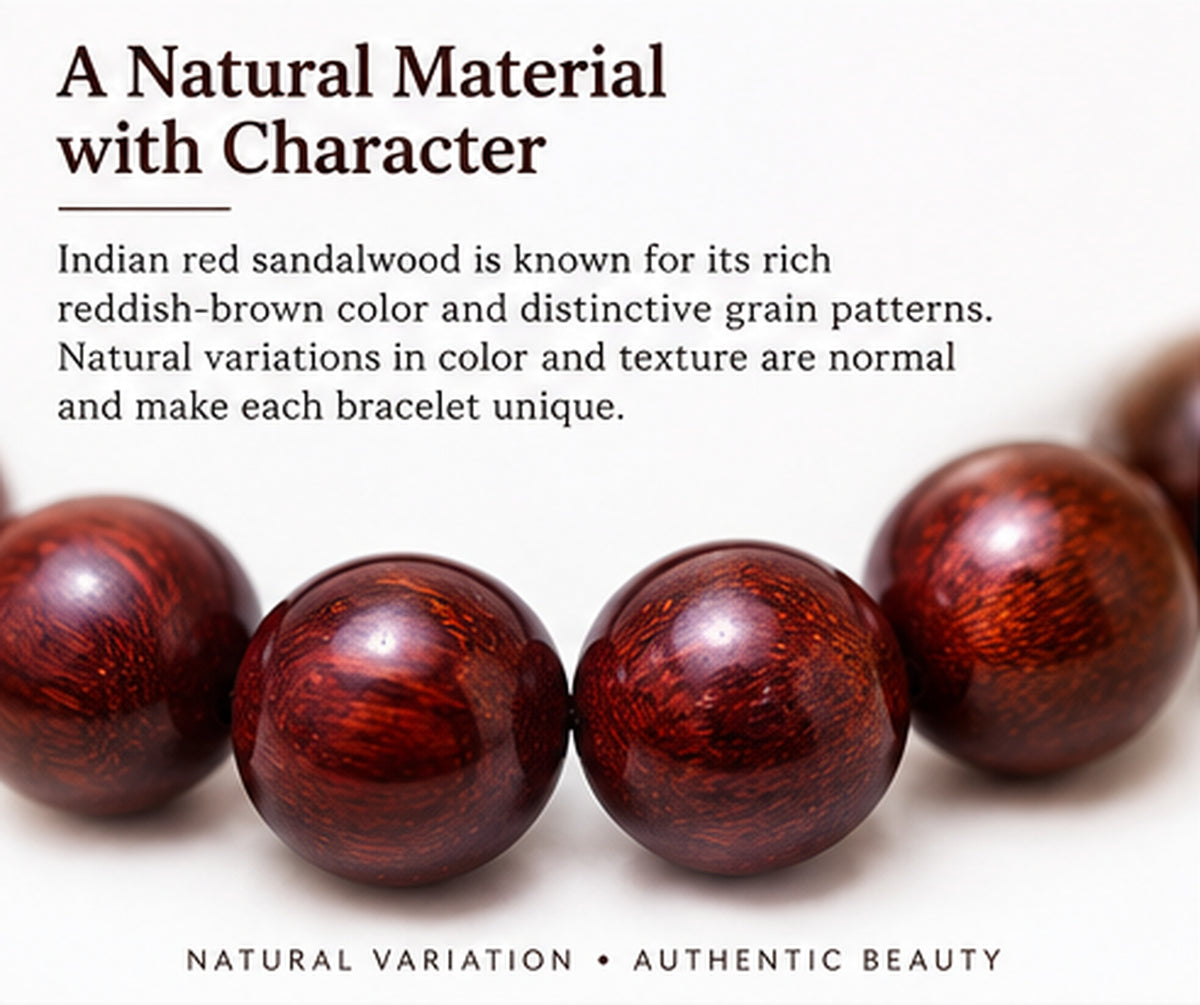 Indian Red Sandalwood Bead Bracelet, 15 mm, 15 Beads product image 4