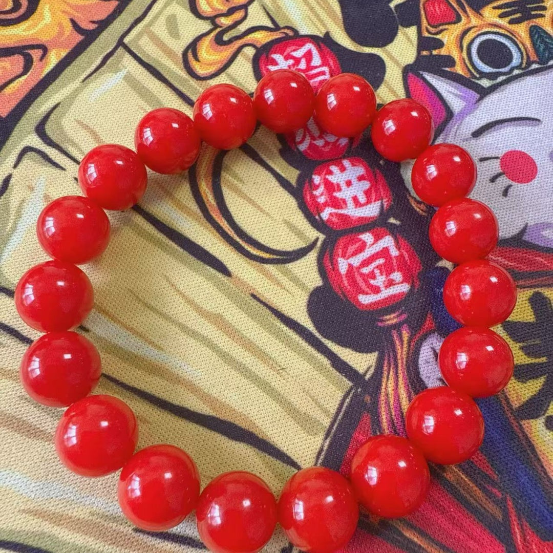Authentic Sichuan Red Agate Bracelet – 10mm Round Beads, 19 Beads, Natural Gemstone Jewelry for Women