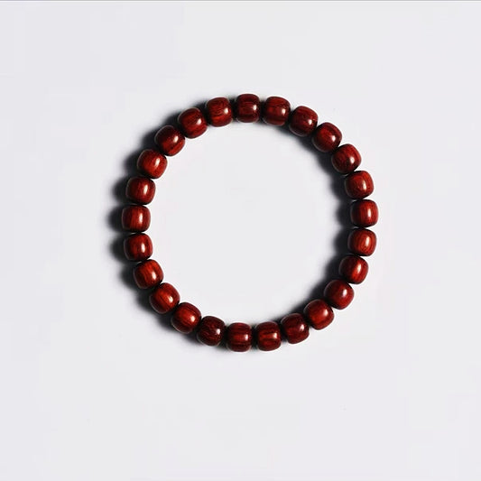 Indian Small-Leaf Red Sandalwood Bracelet 8mm Beads, 25 Beads, 92% Oil Content, Traditional Round Style