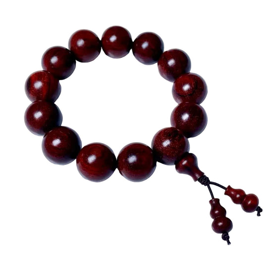Duyi Crafts Indian Red Sandalwood Bracelet 1.8cm 13 Beads – High Density Old Material, Natural Raw Wood, No Glue No Wax