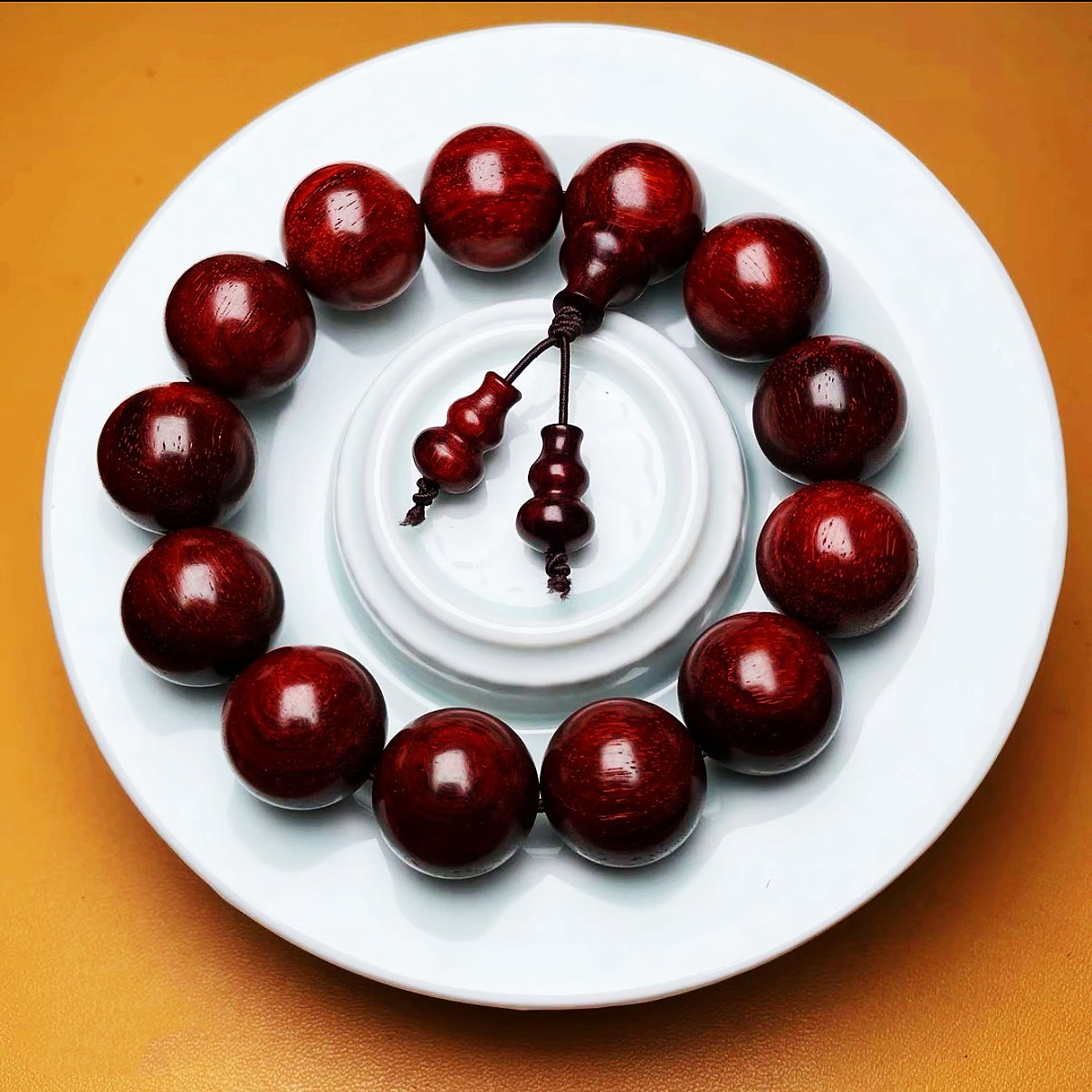 Braccialetto in sandalo rosso indiano Duyi Crafts da 1,8 mm con 13 perline – Materiale antico ad alta densità, legno grezzo naturale, senza colla e senza cera