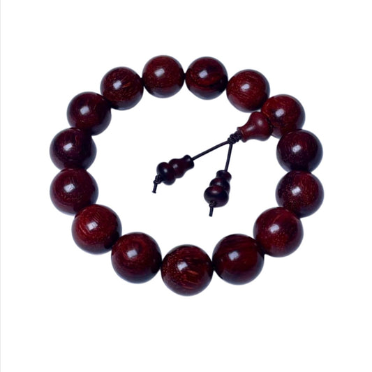 Duyi Crafts Indian Red Sandalwood Bracelet 1.5cm 15 Beads – High Oil Content, Old Wood Material, Uncoated & Untreated