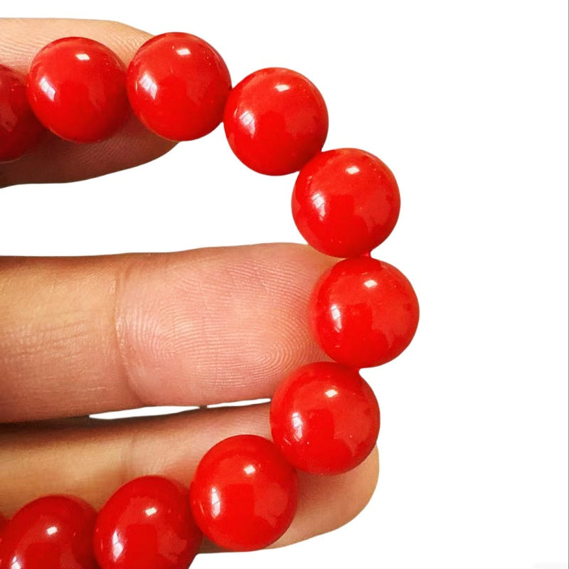 Authentic Sichuan Red Agate Bracelet – 10mm Round Beads, 19 Beads, Natural Gemstone Jewelry for Women