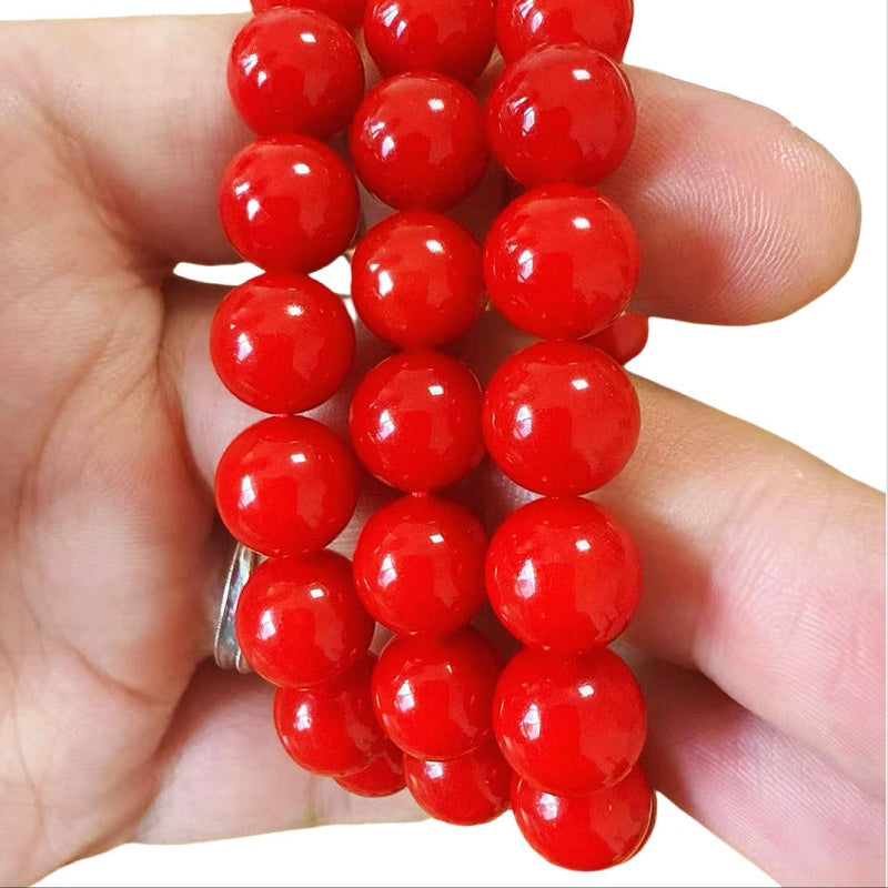 Authentic Sichuan Red Agate Bracelet – 10mm Round Beads, 19 Beads, Natural Gemstone Jewelry for Women